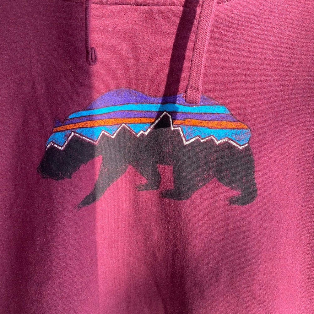Patagonia Bear Maroon Pullover Hoodie Size Small